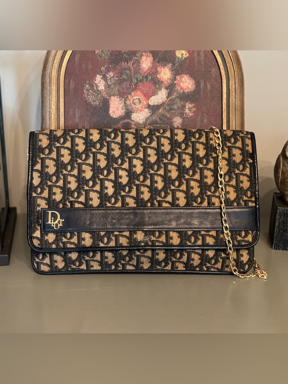 Vintage Christian Dior Trotter Canvas Clutch Bag